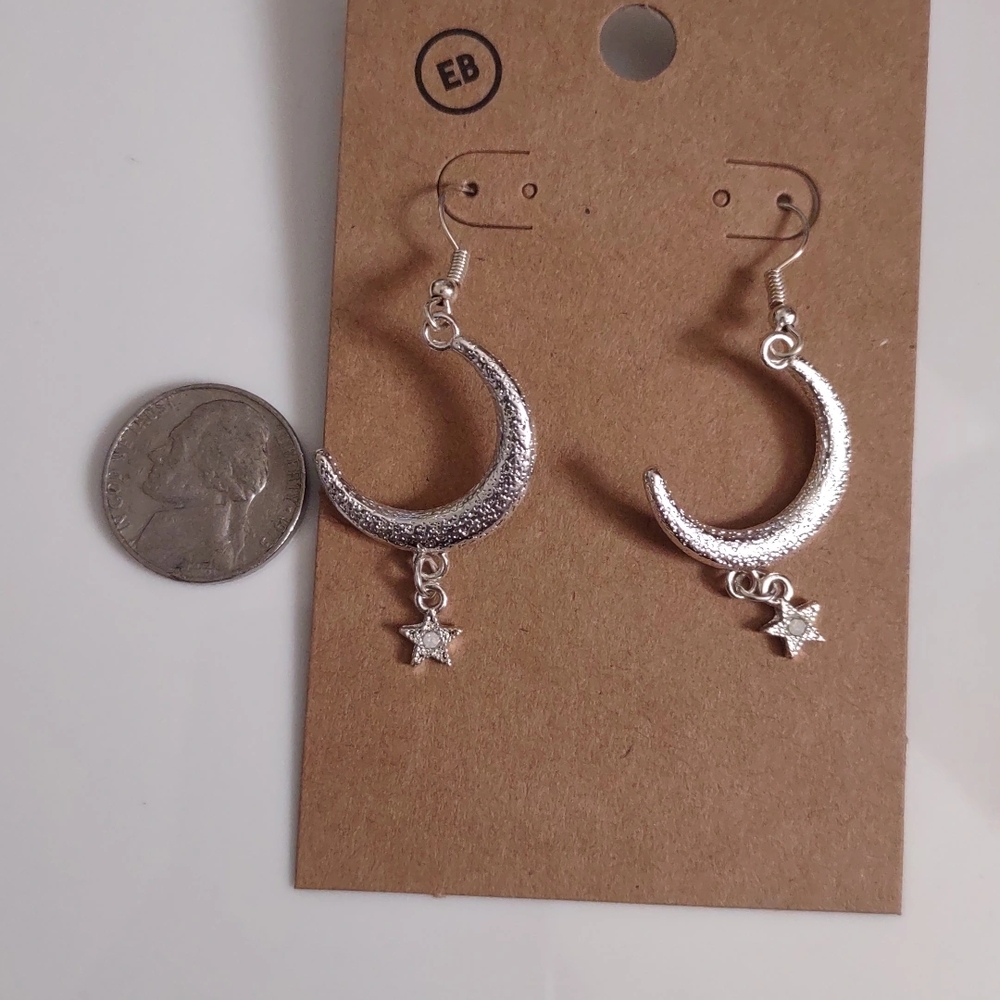 EARTHBOUND Silver Moon and Star Earrings